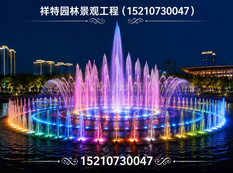 高阳县人工湖喷泉展示图